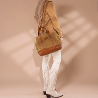 LEE Khaki Waxed Canvas Tote Crossbody Bag