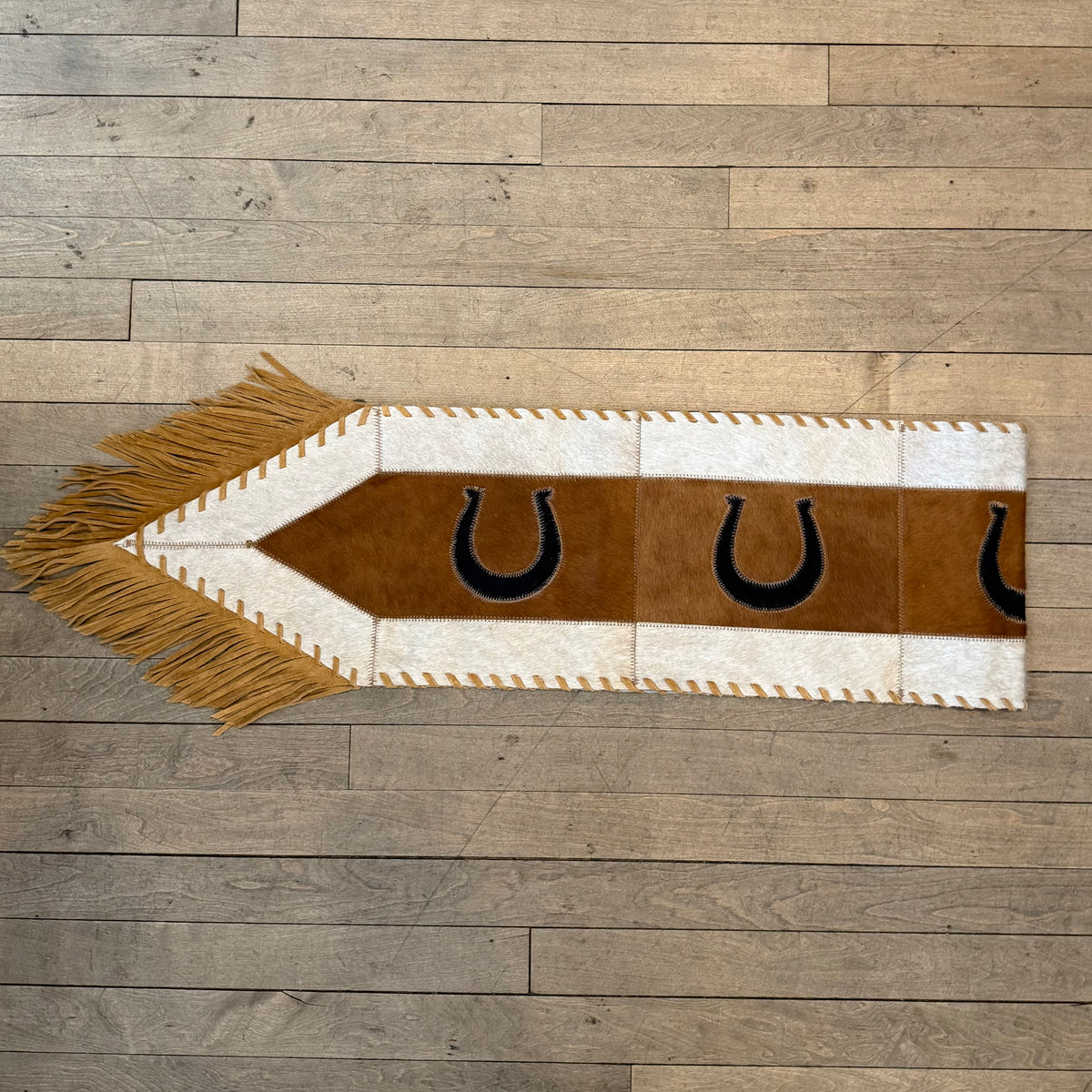 Medium Cowhide Table Runner - Horseshoe