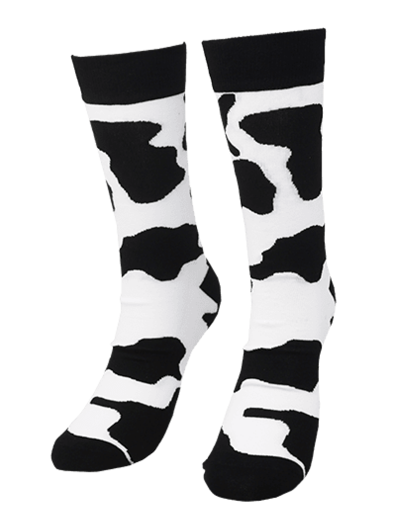 Cow Pattern Lone Rock Knit Socks