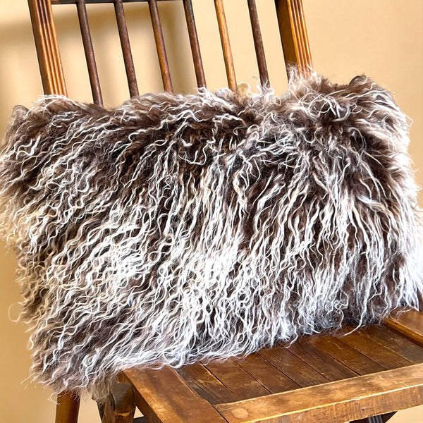 Tibetan Lamb Fur Pillow - Chocolate