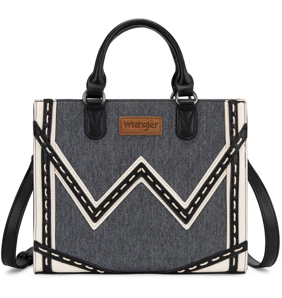 Wrangler Contrast Stitch Chevron Hobo Tote Bag