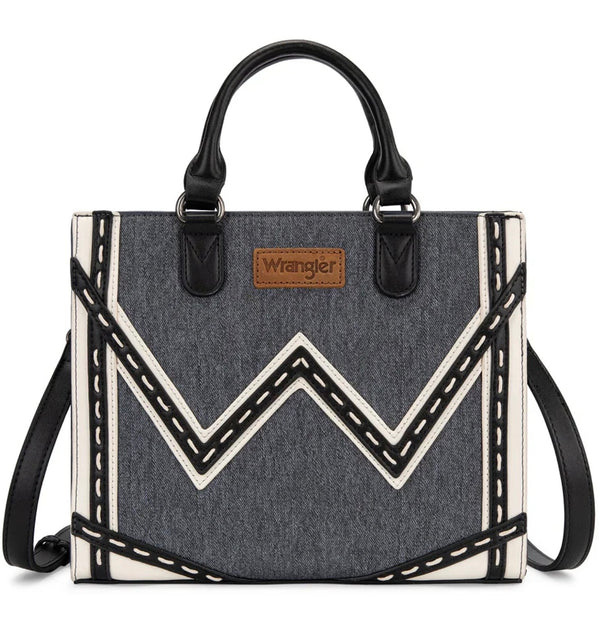 Wrangler Contrast Stitch Chevron Hobo Tote Bag