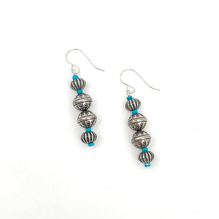 Navajo Pearls And Turquoise Stack Earrings