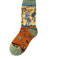 Kokopelli Tan and Rust Tribal Design Socks