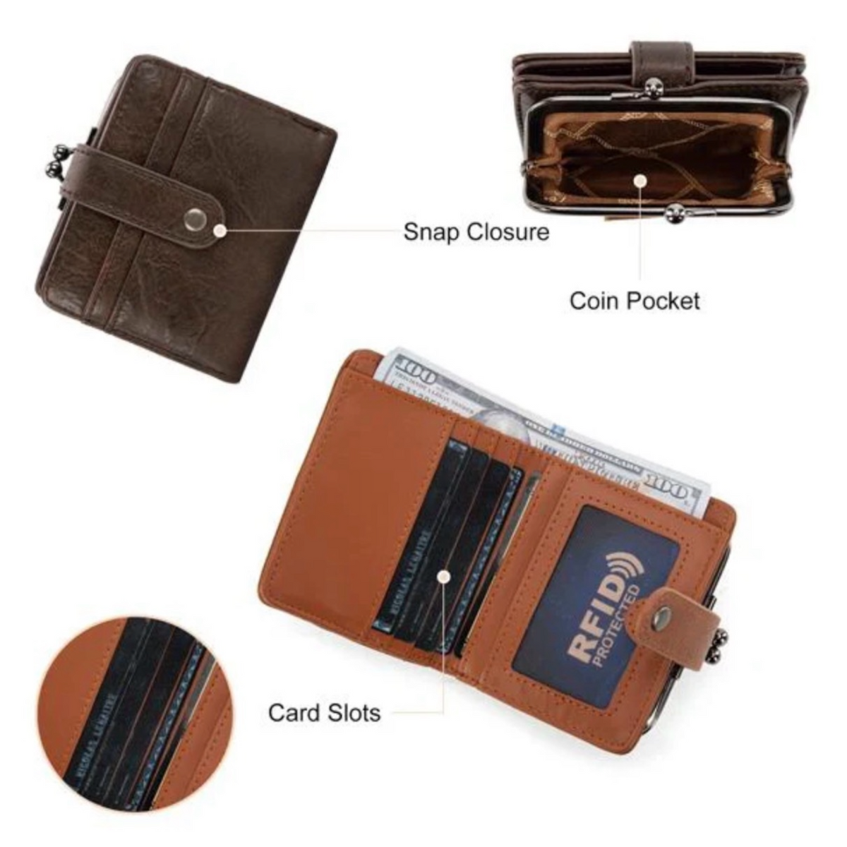 Leopard Print Bi-Fold Wallet With Coin Purse