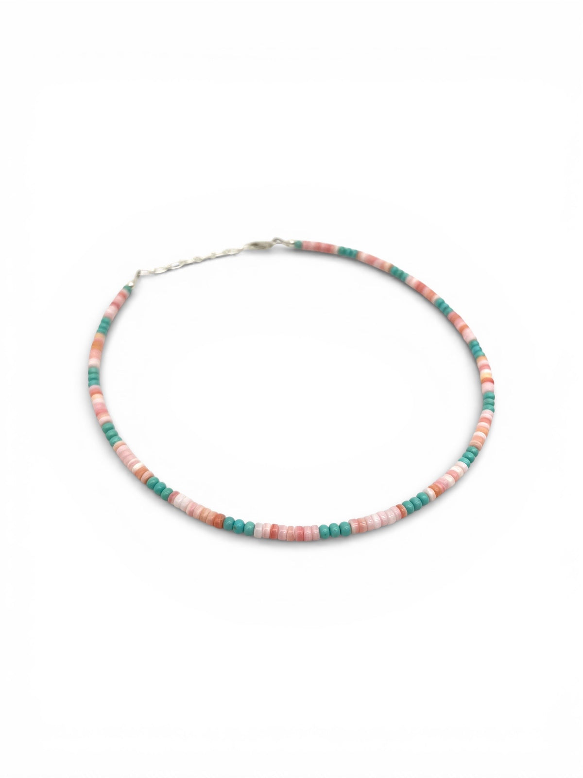 Handmade Pink Conch And Turquoise Necklace