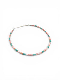 Handmade Pink Conch And Turquoise Necklace
