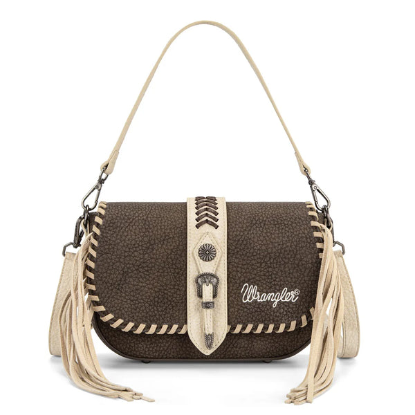 Wrangler Braided Tassel Saddle Crossbody Bag