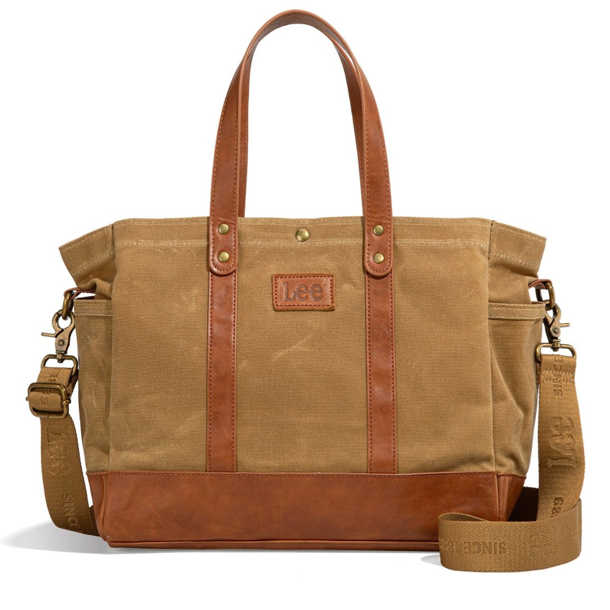 LEE Khaki Waxed Canvas Tote Crossbody Bag