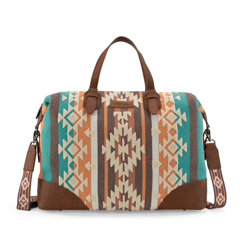Wrangler Sherpa Aztec Canvas Duffel Bag