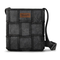 Wrangler Woven Tooled Grid Panel Crossbody Bag