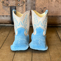 Suede Infant Cowboy Boots Sky Blue