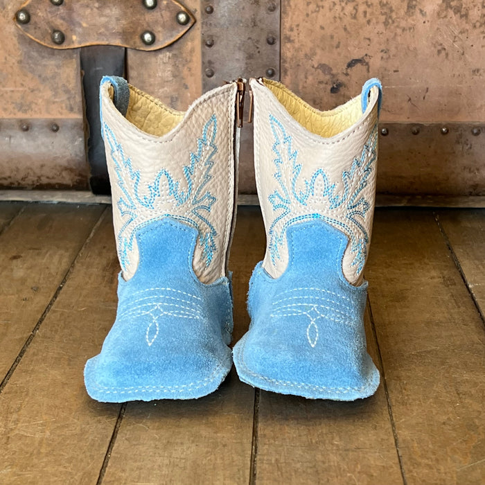 Suede Infant Cowboy Boots Sky Blue