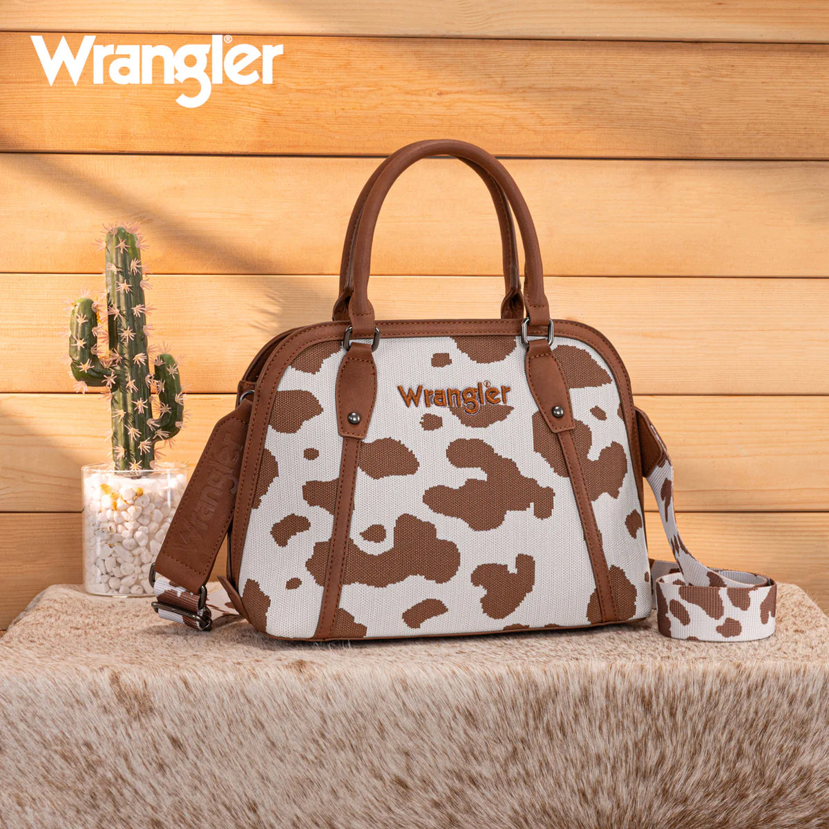 Wrangler Cow Print Satchel Crossbody Purse