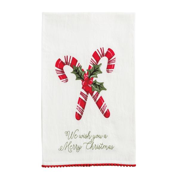 Candy Cane Pom Trim Towel
