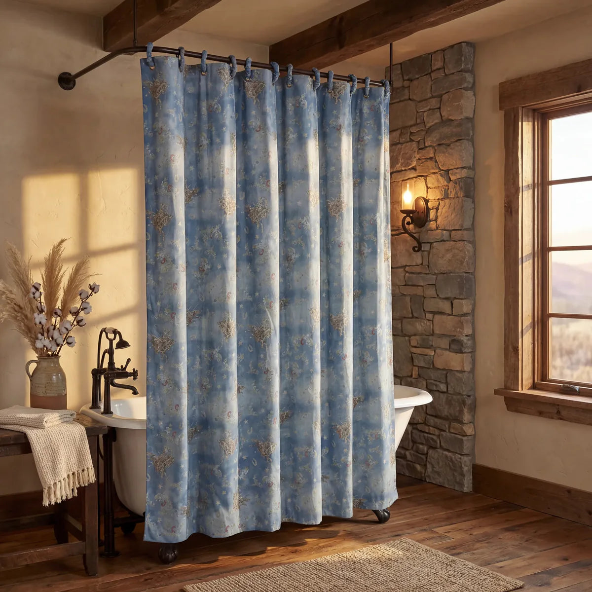 Lee Western Washed Denim Shower Curtain