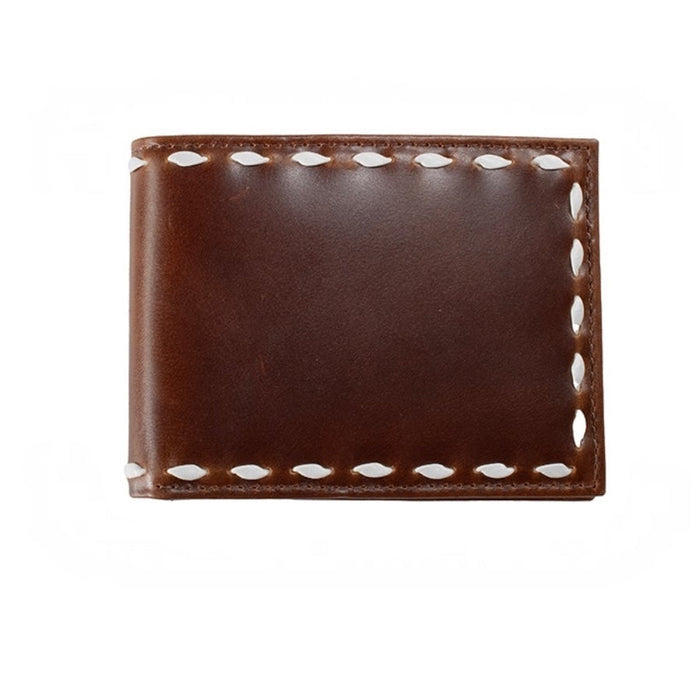 Mens Bifold Wallet Smooth Buck Lace Brown