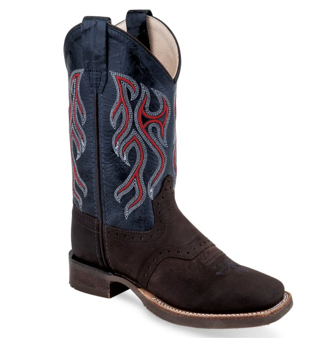 OLD WEST BOYS' EMBROIDERED WESTERN BOOTS - SQUARE TOE BSC1868