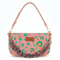 Wrangler Leopard Print Canvas Shoulder Bag with Chain Strap