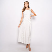 Floral Embroidered Laced Up Maxi Dress