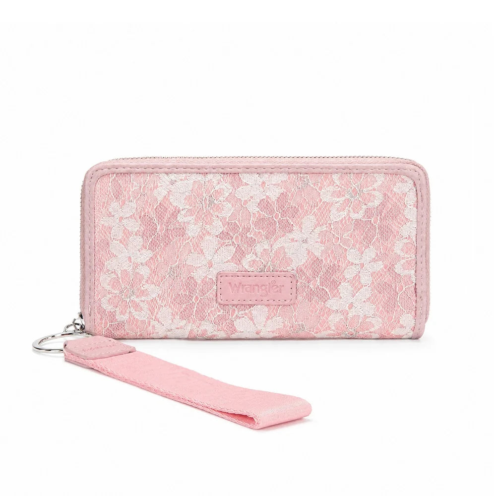 Wrangler Lace Floral Zip Around Wallet