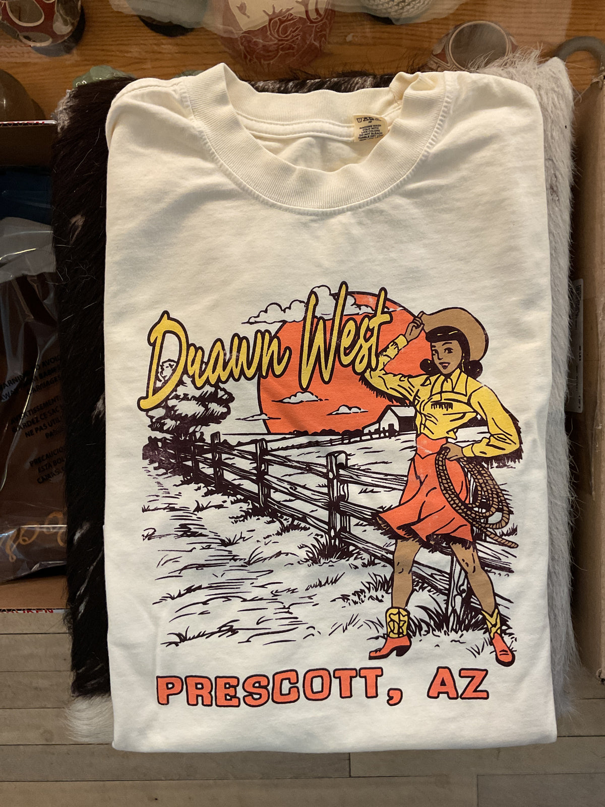 Drawn West Vintage Pin-up Cowgirl T-Shirt