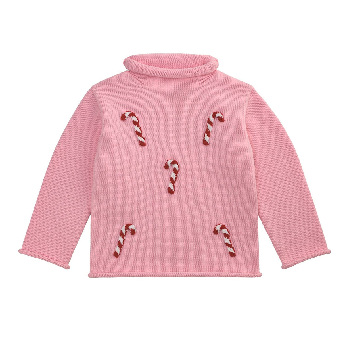 PINK CANDY CANE ROLLNECK TODDLER SWEATER