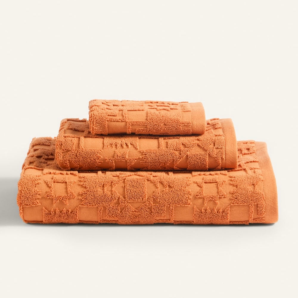 Pendleton Sculpted 3 Piece Towel Set - Persimmon