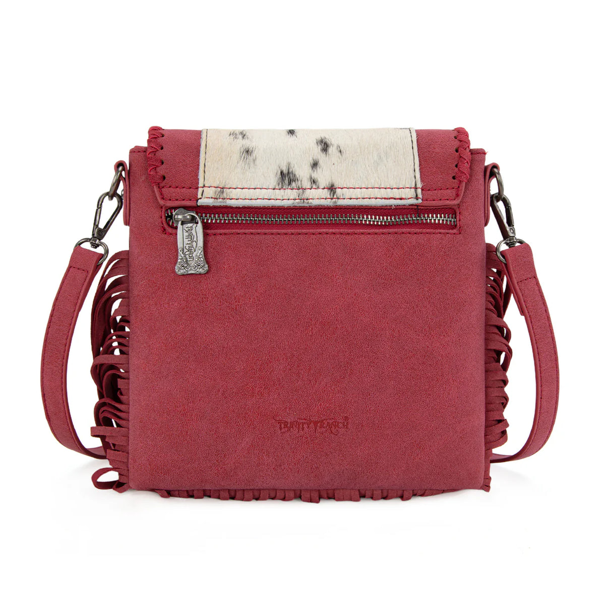 Trinity Ranch Fringe Hair-On Cowhide Crossbody Red