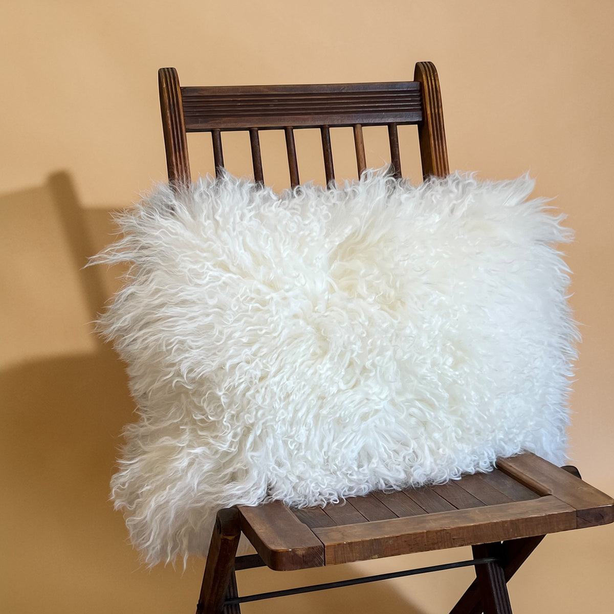 Tibetan Lamb Fur Pillow - White