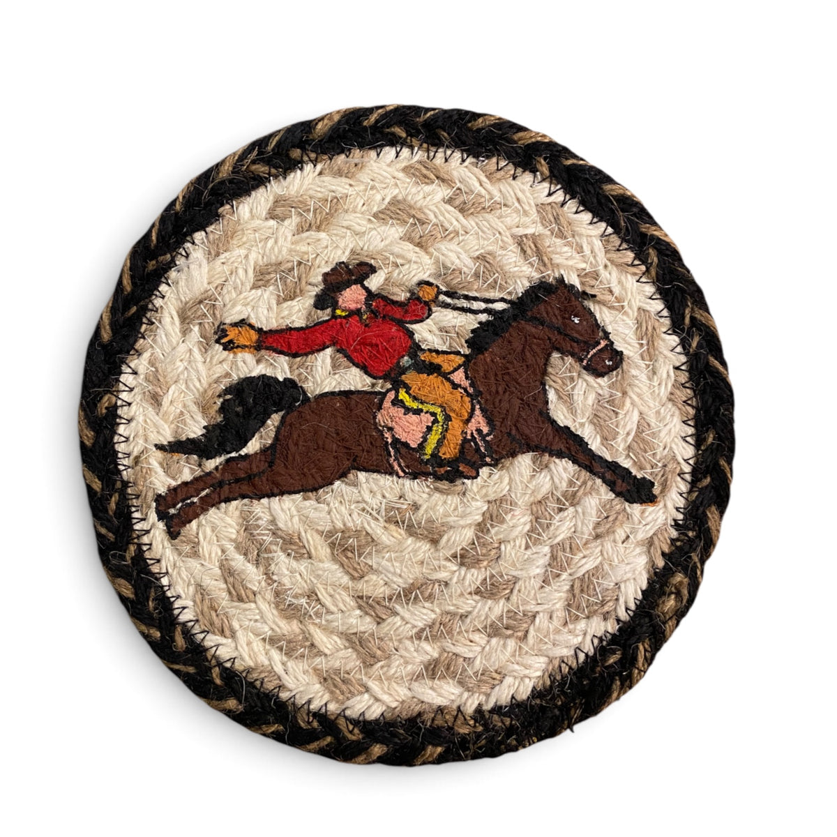 Hand Stenciled Wicker Mat 7 Inch