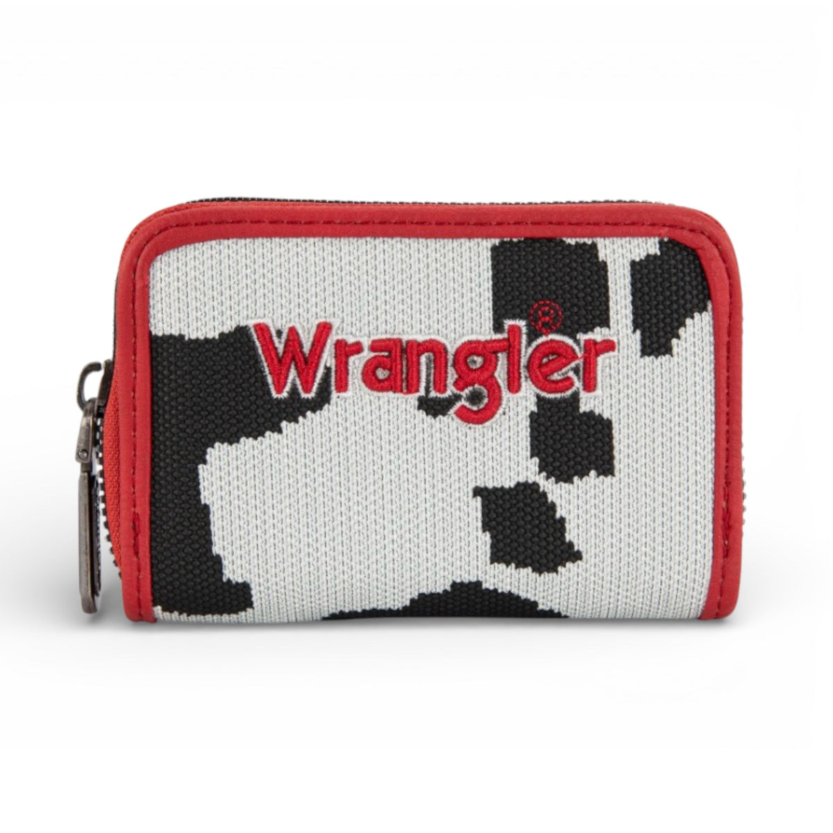 Small Cow Print Zip Wallet In Red