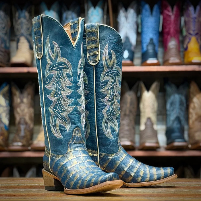 Women’s Electric Rodeo Blue and Gold Cowboy Boots
