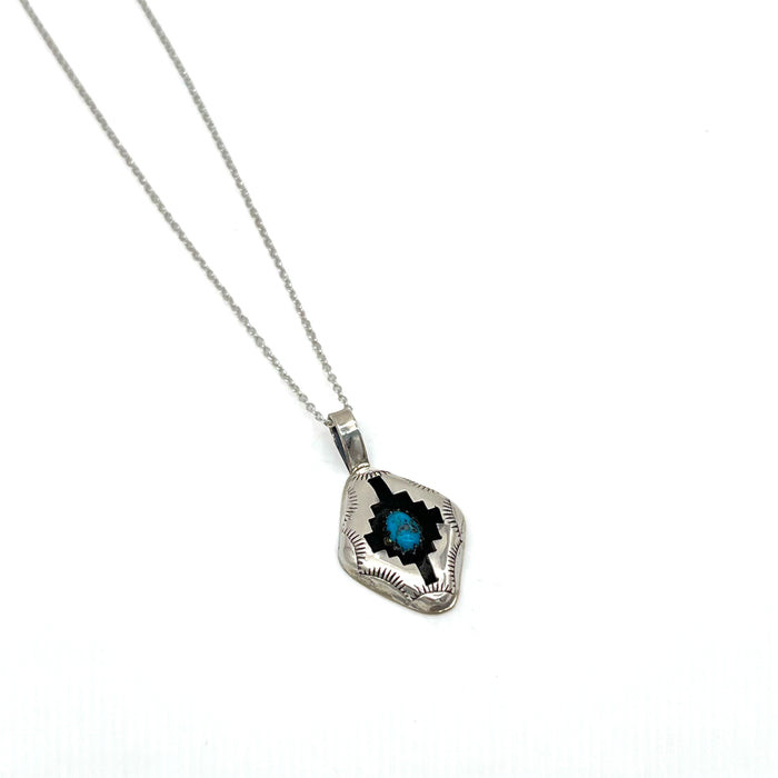 Navajo Sterling Silver And Turquoise Necklace