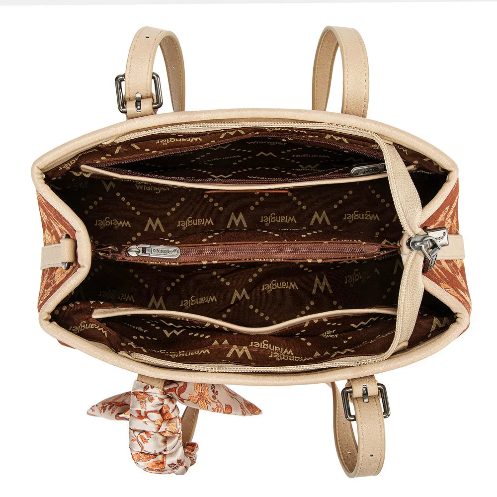 Wrangler Floral Braided Scarf Tote Crossbody Bag