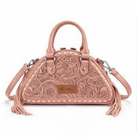 Montana West Tooled Floral Fringe Dome Satchel Bag