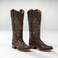 Women's Pasadena Cowboy Boot with Shimmer Brown Butterfly Inlay
