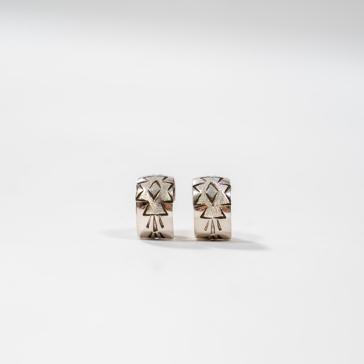 Small Aztec huggie earrings