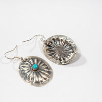 Sterling Silver Concho and Turquoise Earrings