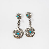 Brushed Sterling Silver and Turquoise Concho Earrings