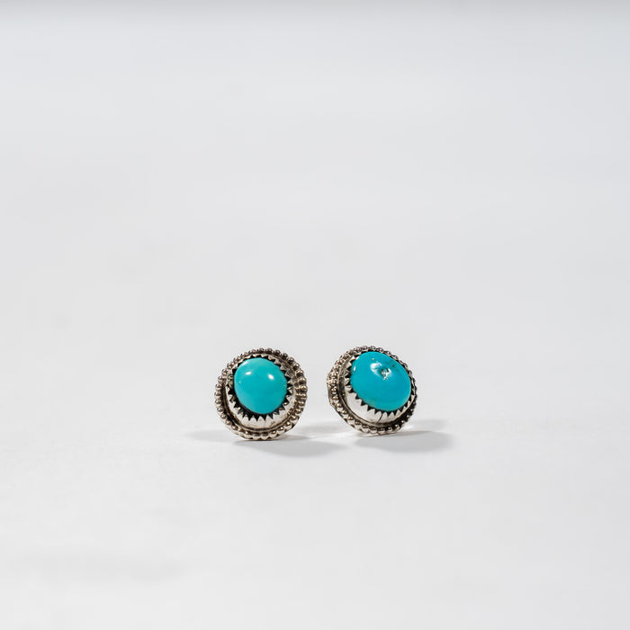 Round Turquoise Stone Stud Earrings