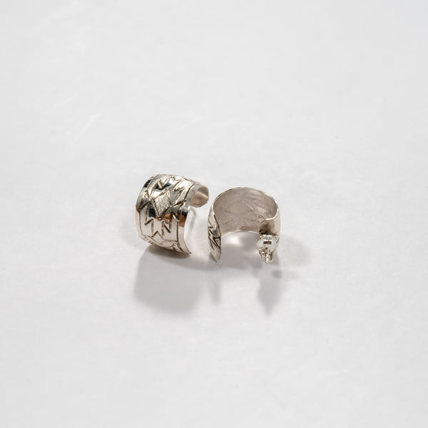 Large sterling silver Aztec Pattern earrings back