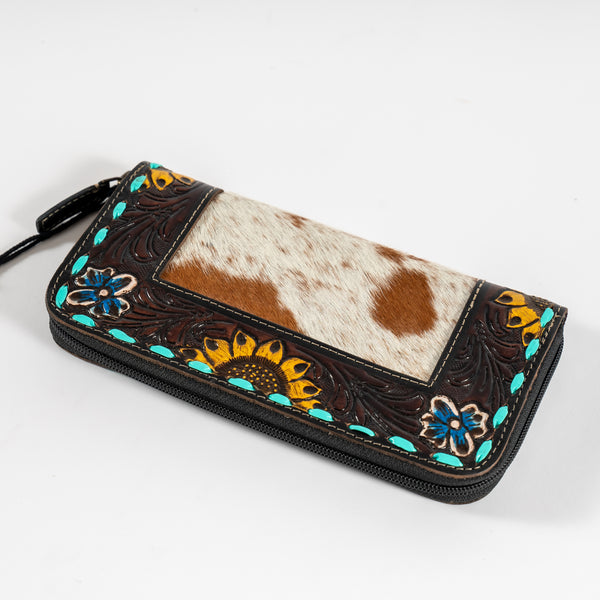 boho wallet cow hide and leather wallet