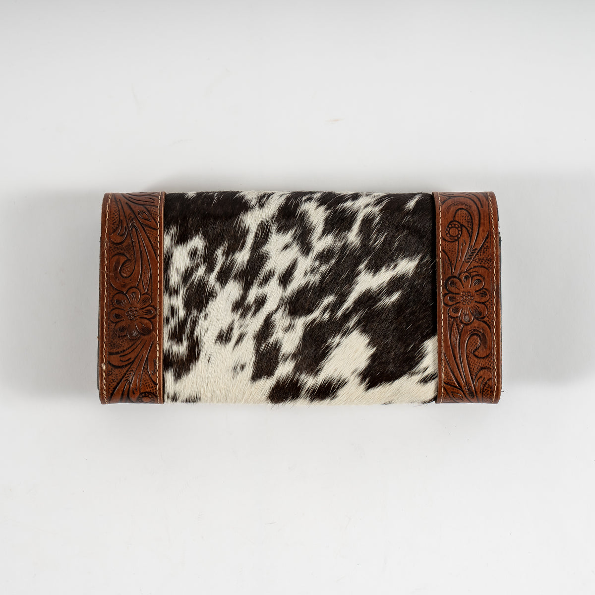 Hand-Tooled Cowhide Turn Lock Wallet