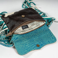 Turquoise Hand-Tooled Cowhide Purse