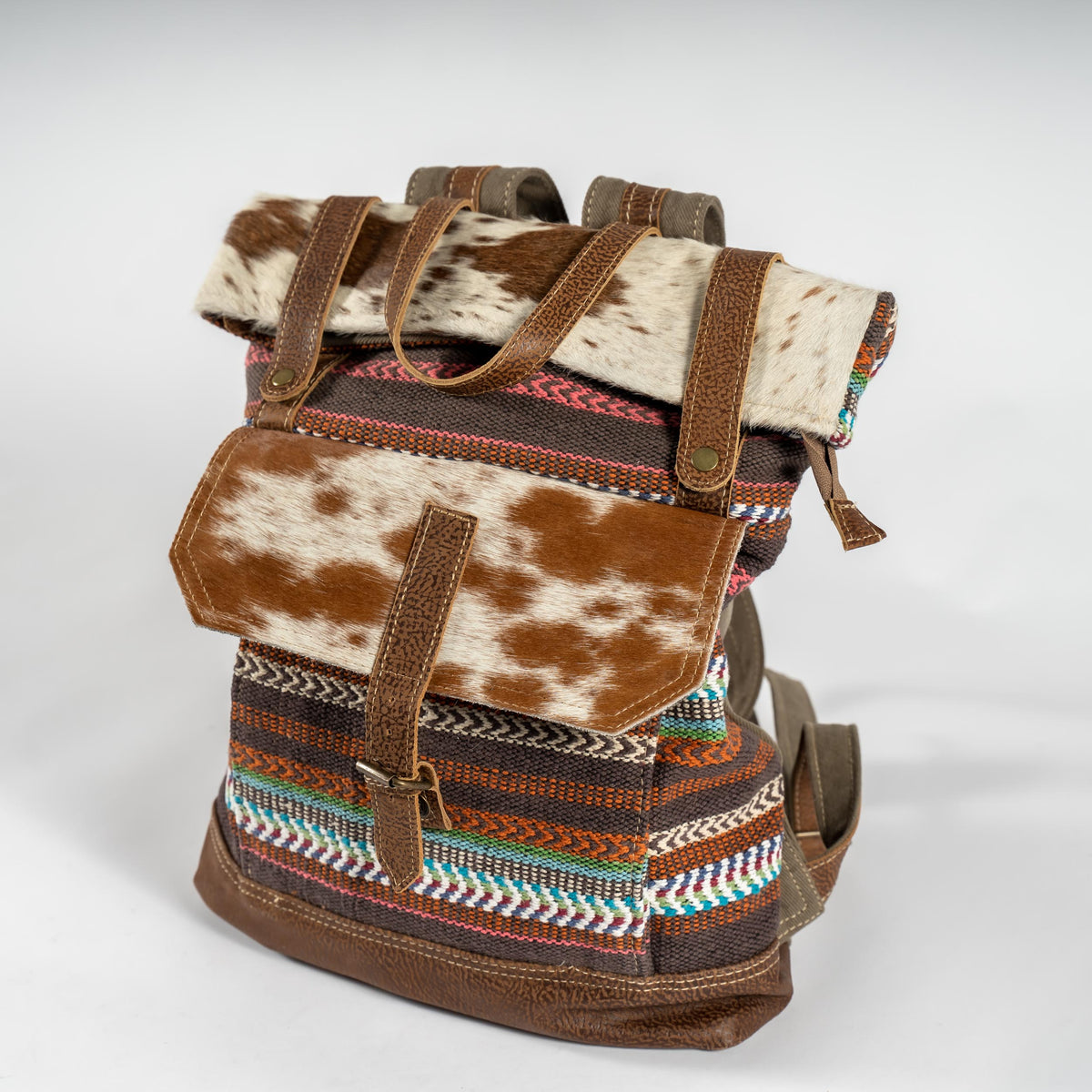 Cowhide Fold-Over Backpack