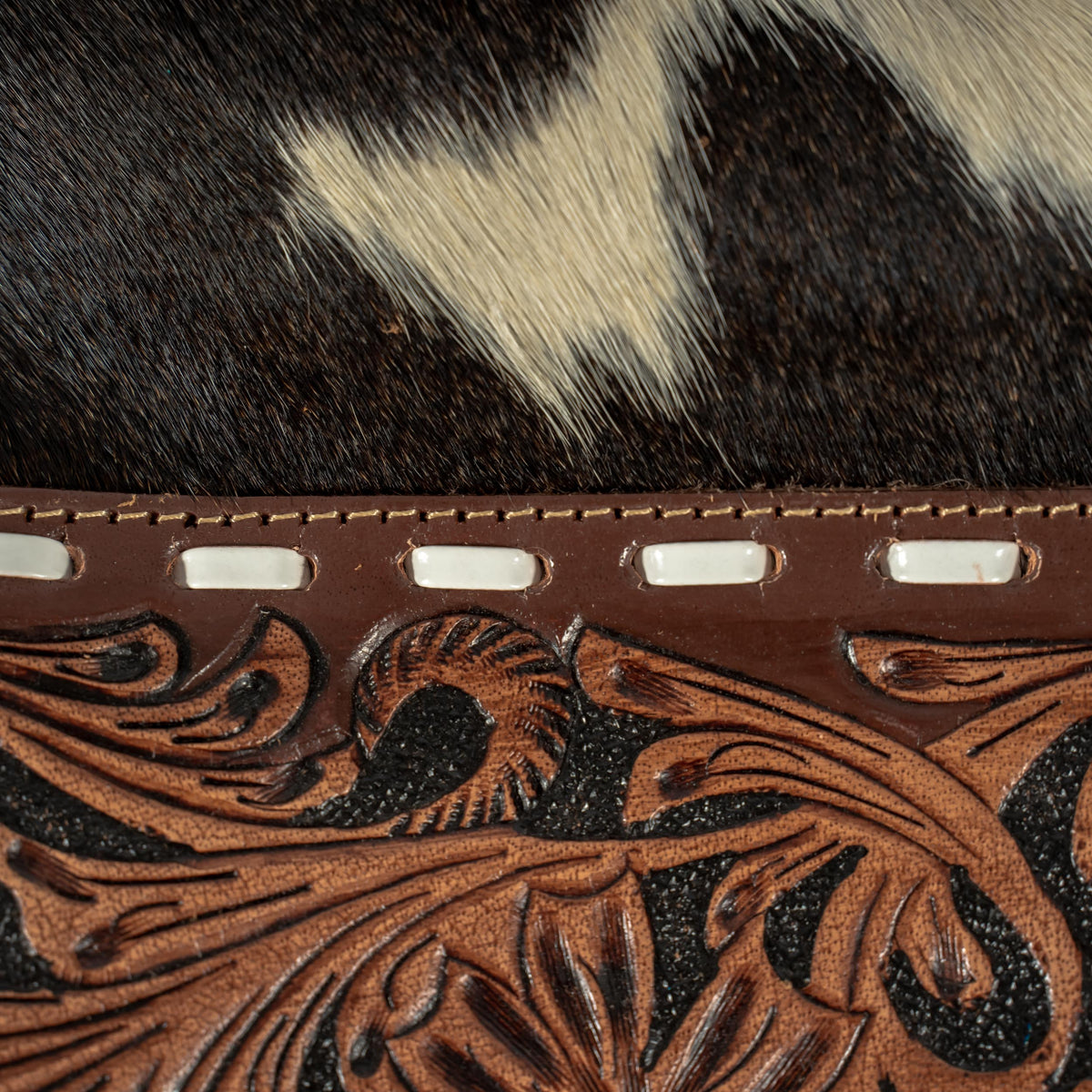 Hand-Tooled Cowhide Concealed Fringe Purse