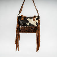 Hand-Tooled Cowhide Concealed Fringe Purse