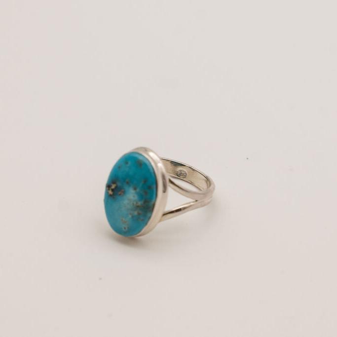 Large Turquoise and Sterling Silver Rings- Size 8