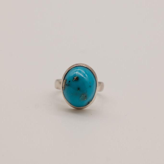 Large Turquoise and Sterling Silver Rings- Size 6